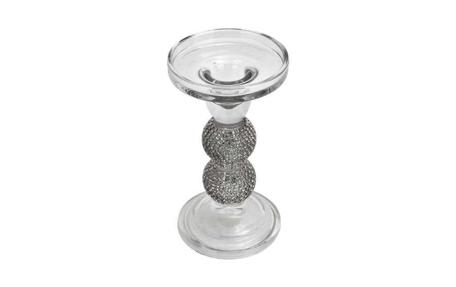 Świecznik szklany średni 15,5 cm cm JK0349