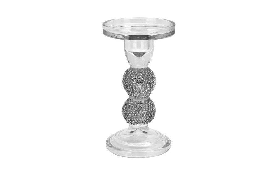 Świecznik szklany średni 15,5 cm cm JK0349