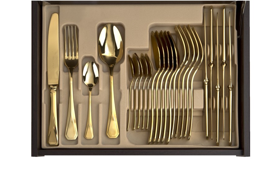 Komplet sztućów dla 6 osób 24 el. Titanium Gold 3 w kasecie