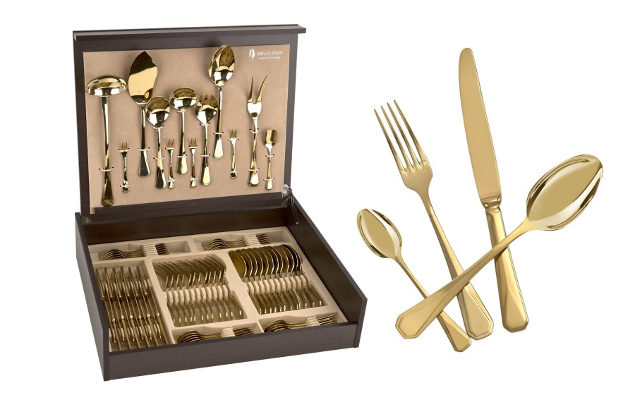 Komplet sztućów dla 12 osób 72 el. Titanium Gold 3 w kasecie