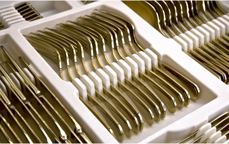 Komplet sztućów dla 12 osób 72 el. Titanium Gold 3 w kasecie