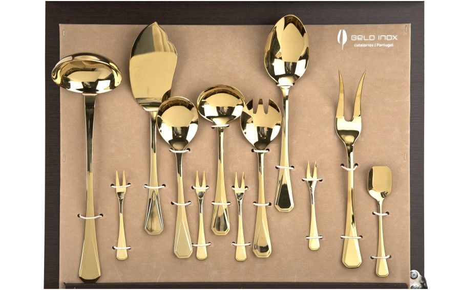 Komplet sztućów dla 12 osób 72 el. Titanium Gold 3 w kasecie