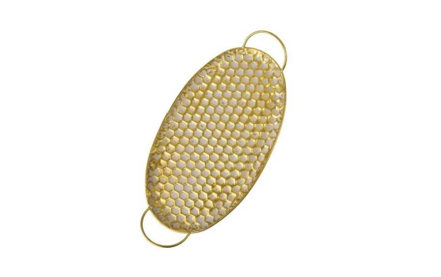 Taca dekoracyjna 45x24x3 cm Glow Hexagone owalna