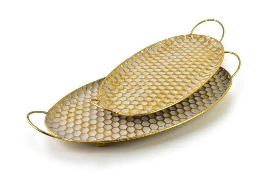 Taca dekoracyjna 45x24x3 cm Glow Hexagone owalna