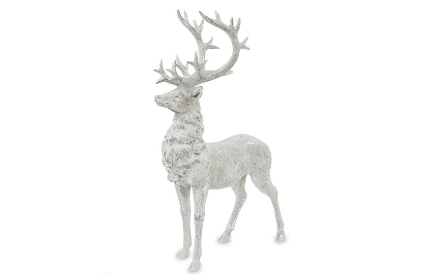 Figurka ozdobna Jeleń 52 cm biało-srebrny 122408