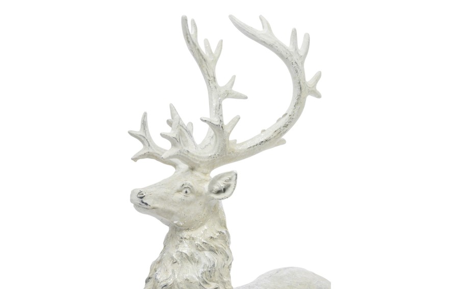 Figurka ozdobna Jeleń 52 cm biało-srebrny 122408