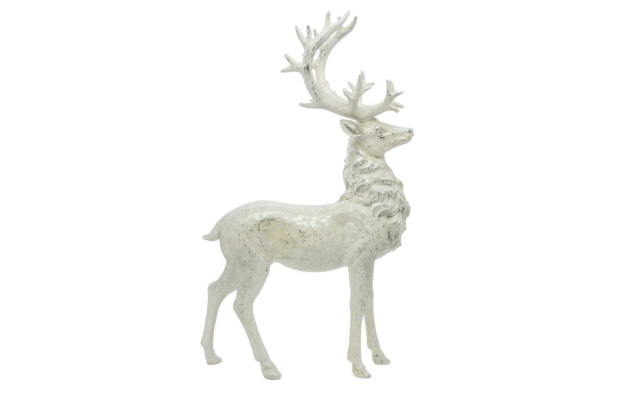 Figurka ozdobna Jeleń 52 cm biało-srebrny 122408