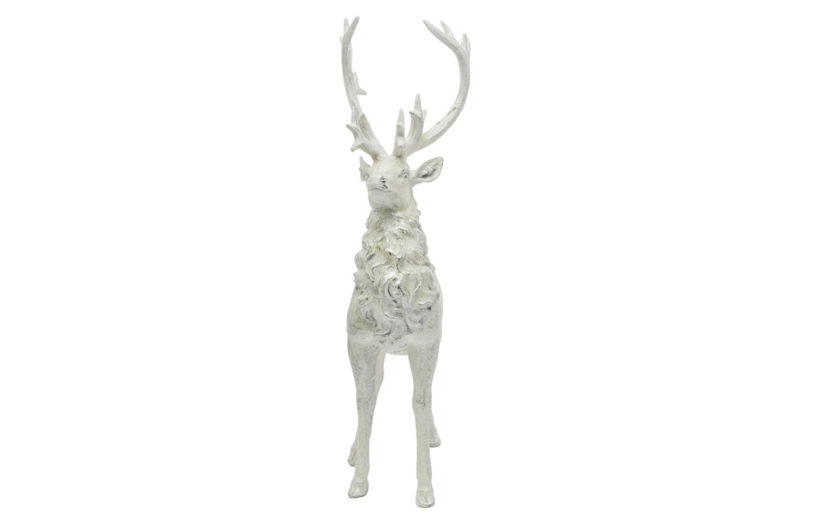 Figurka ozdobna Jeleń 52 cm biało-srebrny 122408