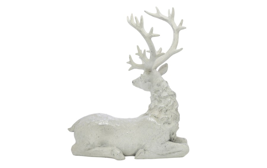 Figurka ozdobna Jeleń 38 cm biało-srebrny 122407