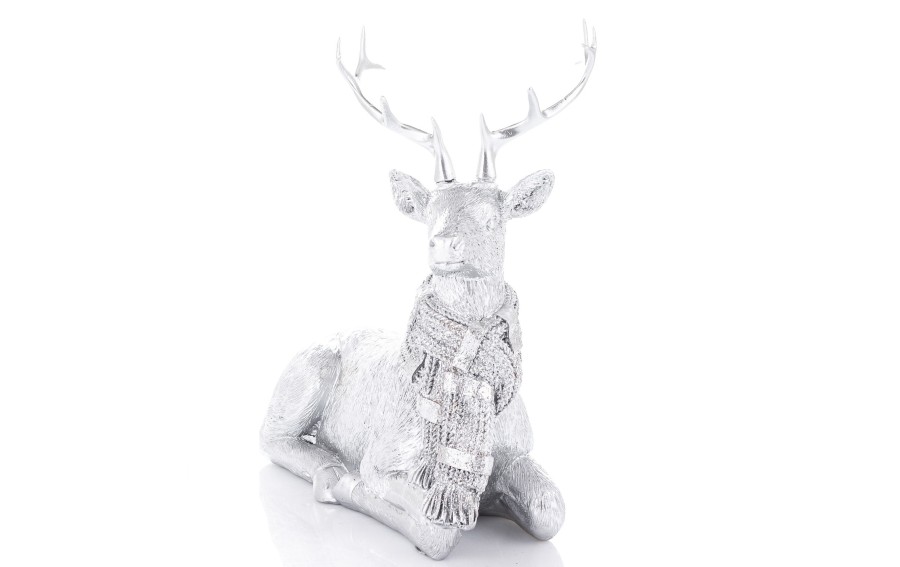 Figurka ozdobna Jeleń 20 cm srebrny 172076