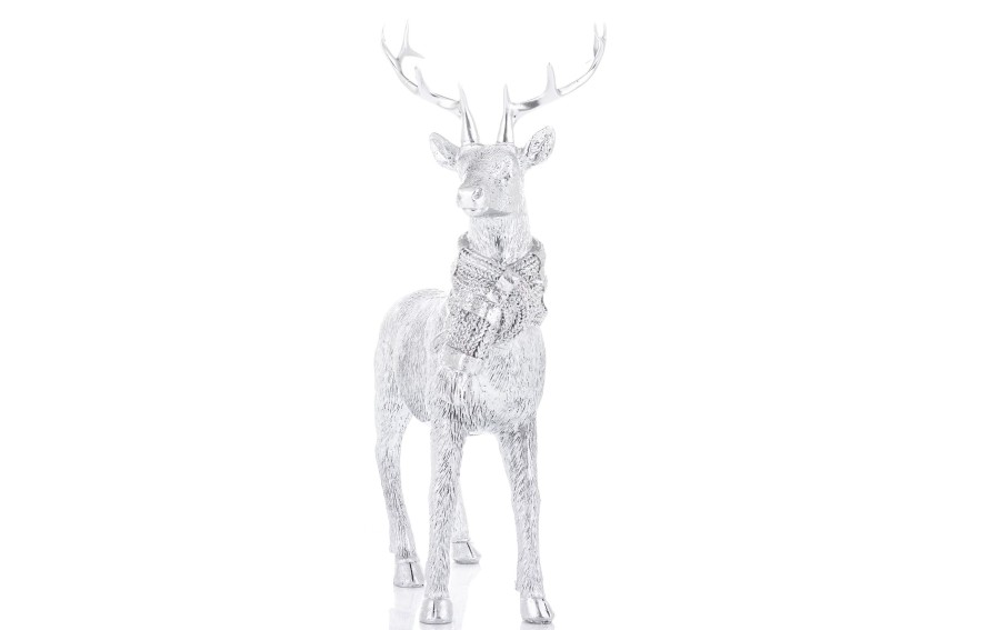 Figurka ozdobna Jeleń 26 cm srebrny 172079
