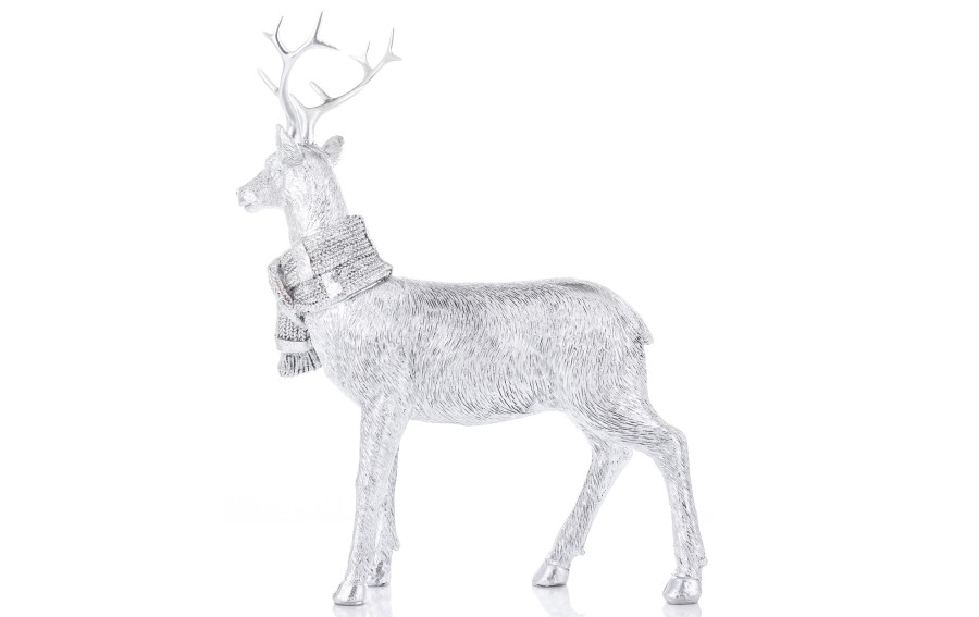 Figurka ozdobna Jeleń 26 cm srebrny 172079