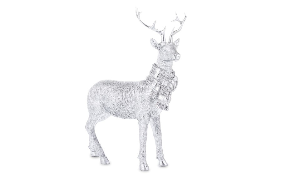Figurka ozdobna Jeleń 26 cm srebrny 172079