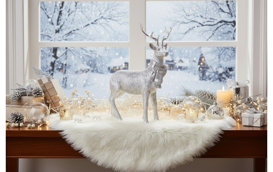 Figurka ozdobna Jeleń 26 cm srebrny 172079