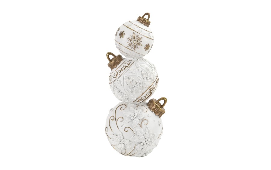 Ozdoba świąteczna Bombki ceramiczne 42 cm biało-złota