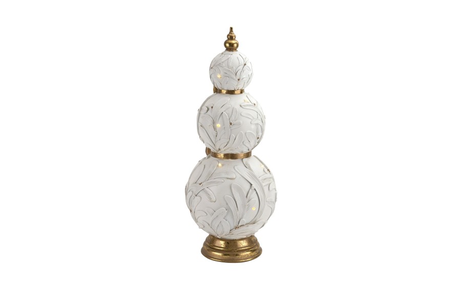 Ozdoba świąteczna LED Bombki ceramiczne 60 cm biało-złota