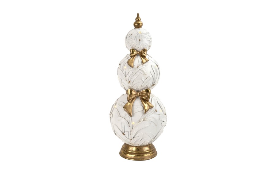 Ozdoba świąteczna LED Bombki ceramiczne 60 cm biało-złota