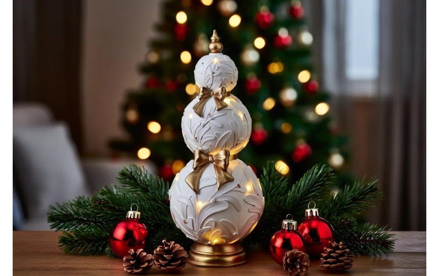 Ozdoba świąteczna LED Bombki ceramiczne 60 cm biało-złota