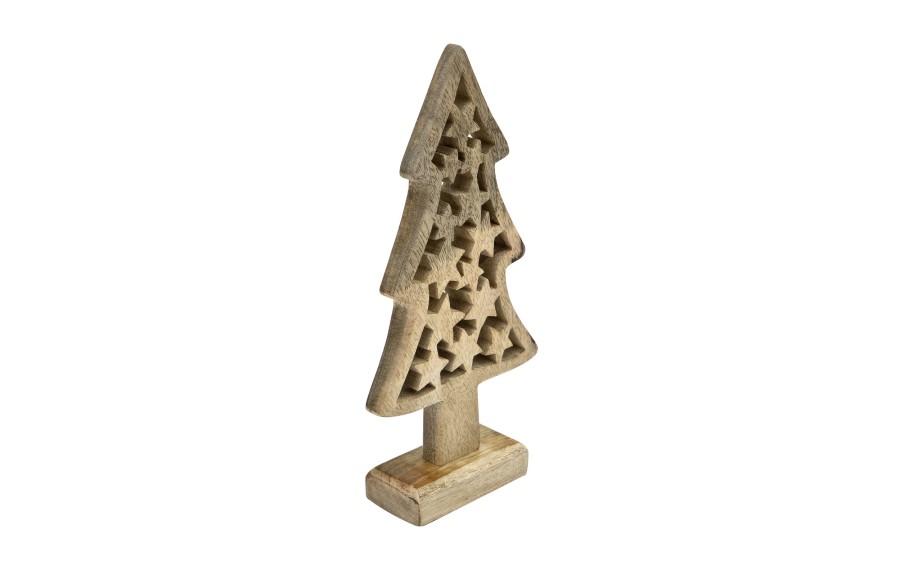 Figurka świąteczna drewniana Choinka 30 cm mała złota