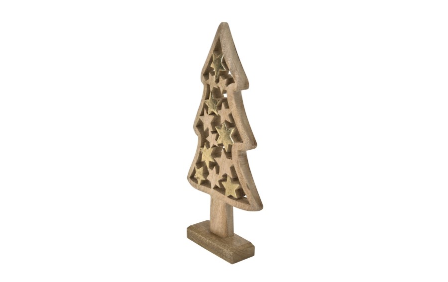 Figurka świąteczna drewniana Choinka 40 cm duża złota