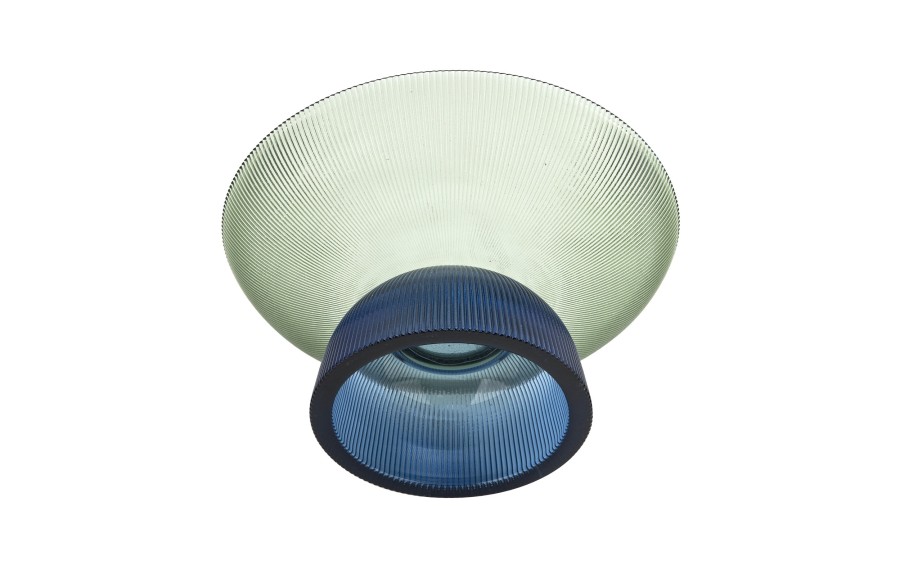 Patera dekoracyjna szklana 25 cm zielono-niebieska