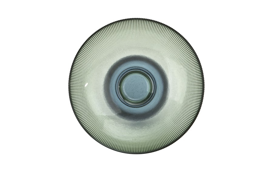Patera dekoracyjna szklana 25 cm zielono-niebieska