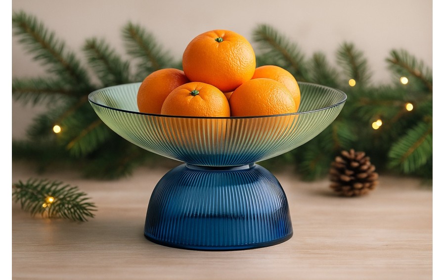 Patera dekoracyjna szklana 35 cm zielono-niebieska