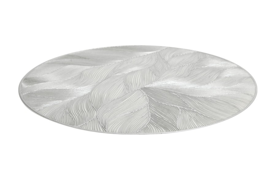 Mata stołowa 38 cm dekoracyjna Glossy srebrna 60252 wz. 2
