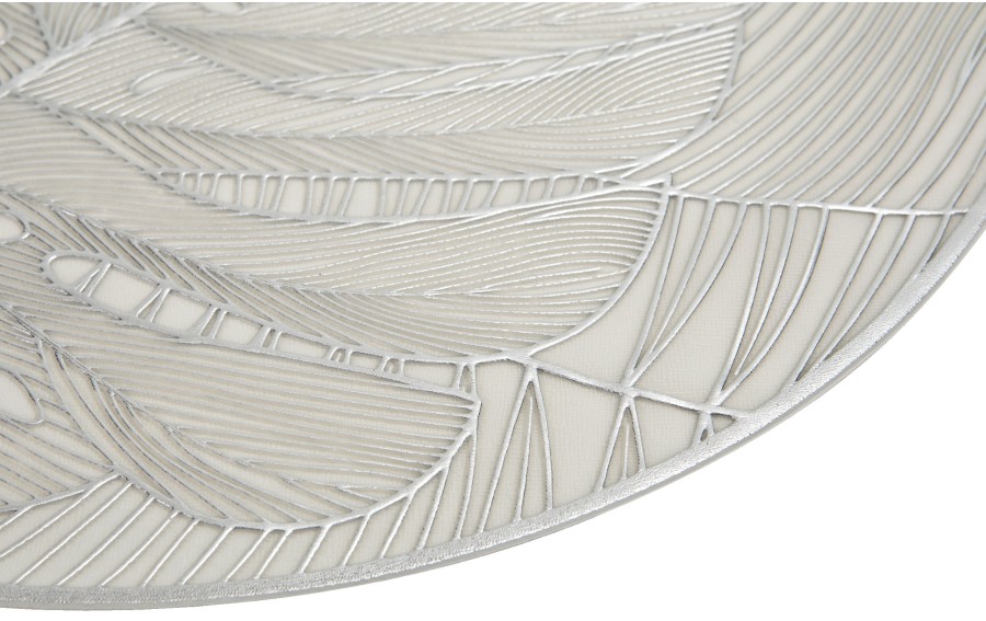 Mata stołowa 38 cm dekoracyjna Glossy srebrna 60252 wz. 1 Monstera