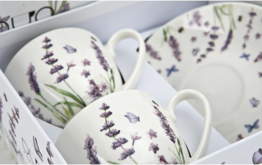 Komplet 2 filiżanek 270 ml + spodki Classic Lavender