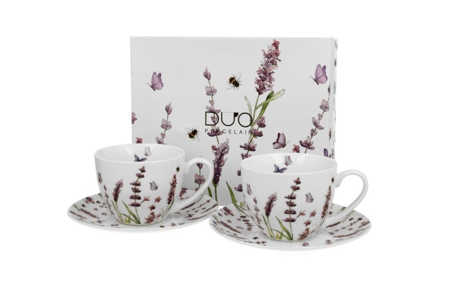 Komplet 2 filiżanek 270 ml + spodki Classic Lavender