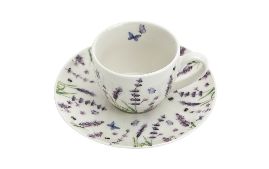 Komplet 2 filiżanek do espresso 110 ml + spodki Classic Lavender