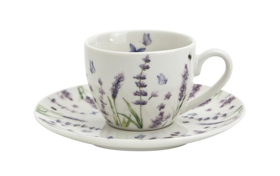 Komplet 2 filiżanek do espresso 110 ml + spodki Classic Lavender