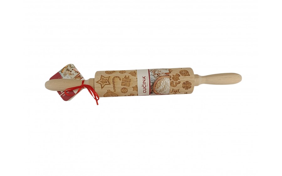 Wałek do ciasta dekorowany 35 cm świąteczny mix