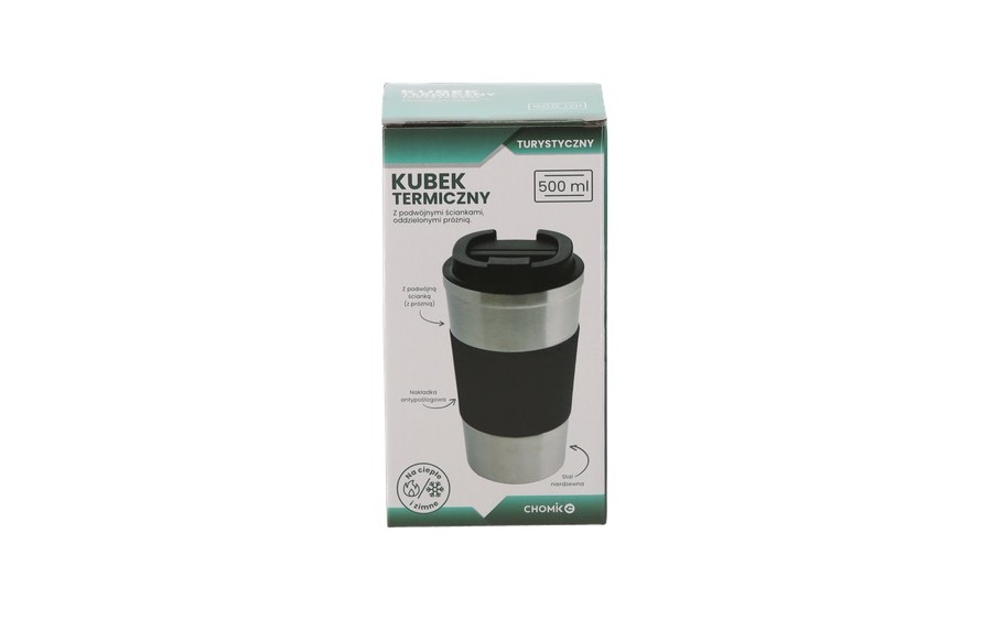 Kubek termiczny turystyczny 500 ml ze stali nierdzewnej, próżniowy, do zmywarki