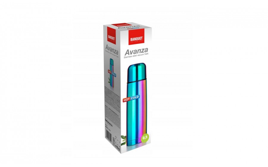 Termos Banquet Avanza 0,5 l Rainbow, stal nierdzewna, korek automatyczny, kubek w zakrętce
