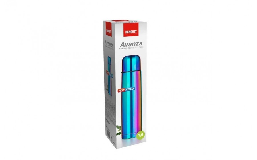Termos Banquet Avanza 1 l Rainbow, stal nierdzewna, korek automatyczny, kubek w zakrętce