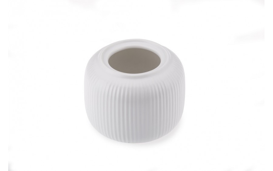 Cukiernica porcelanowa OSBORN biała| ryflowana z łyżeczką