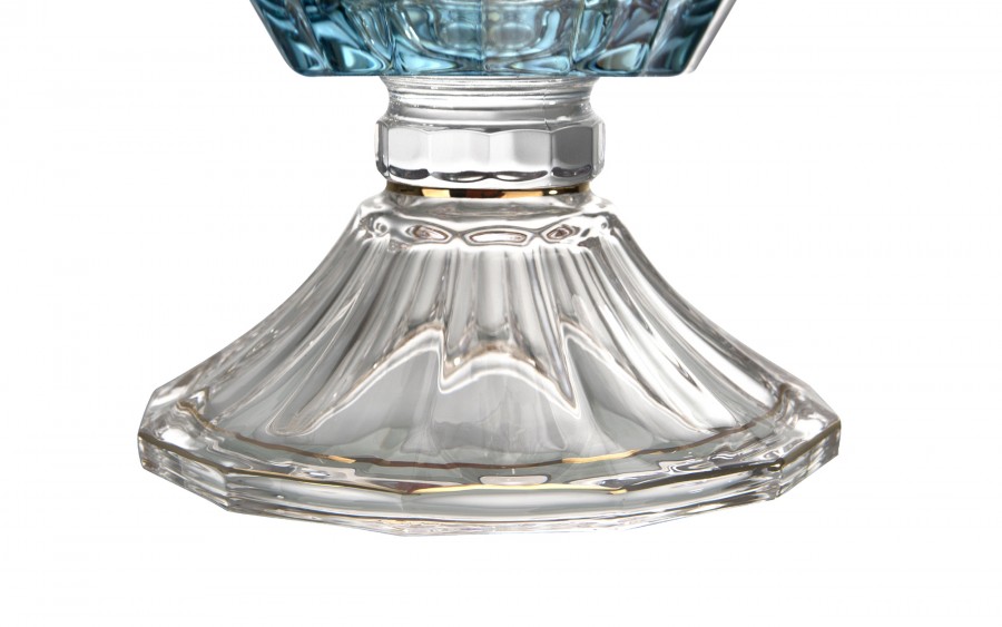 Kryształowa misa na stopce 26 cm Combi Glass zdobiona Blue