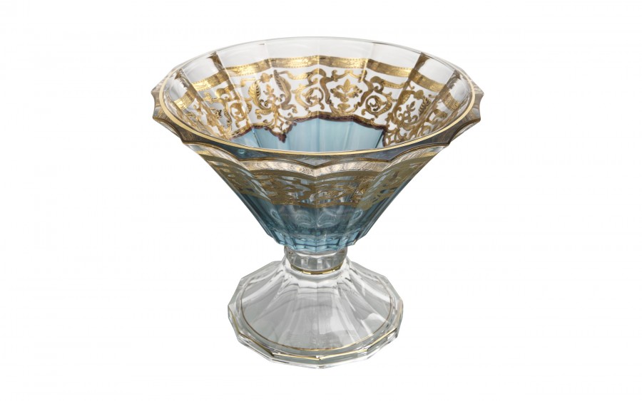 Kryształowa misa na stopce 26 cm Combi Glass zdobiona Blue