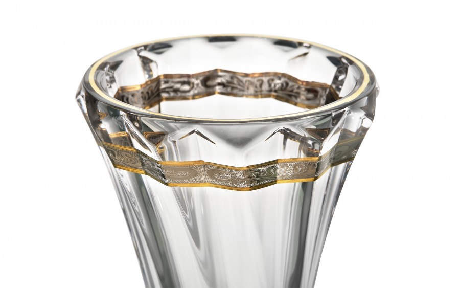 Wazon kryształowy PICADELLI Royal Gold 28 cm Combo Glass złote zdobienie