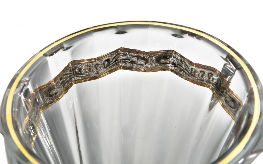 Wazon kryształowy PICADELLI Royal Gold 28 cm Combo Glass złote zdobienie