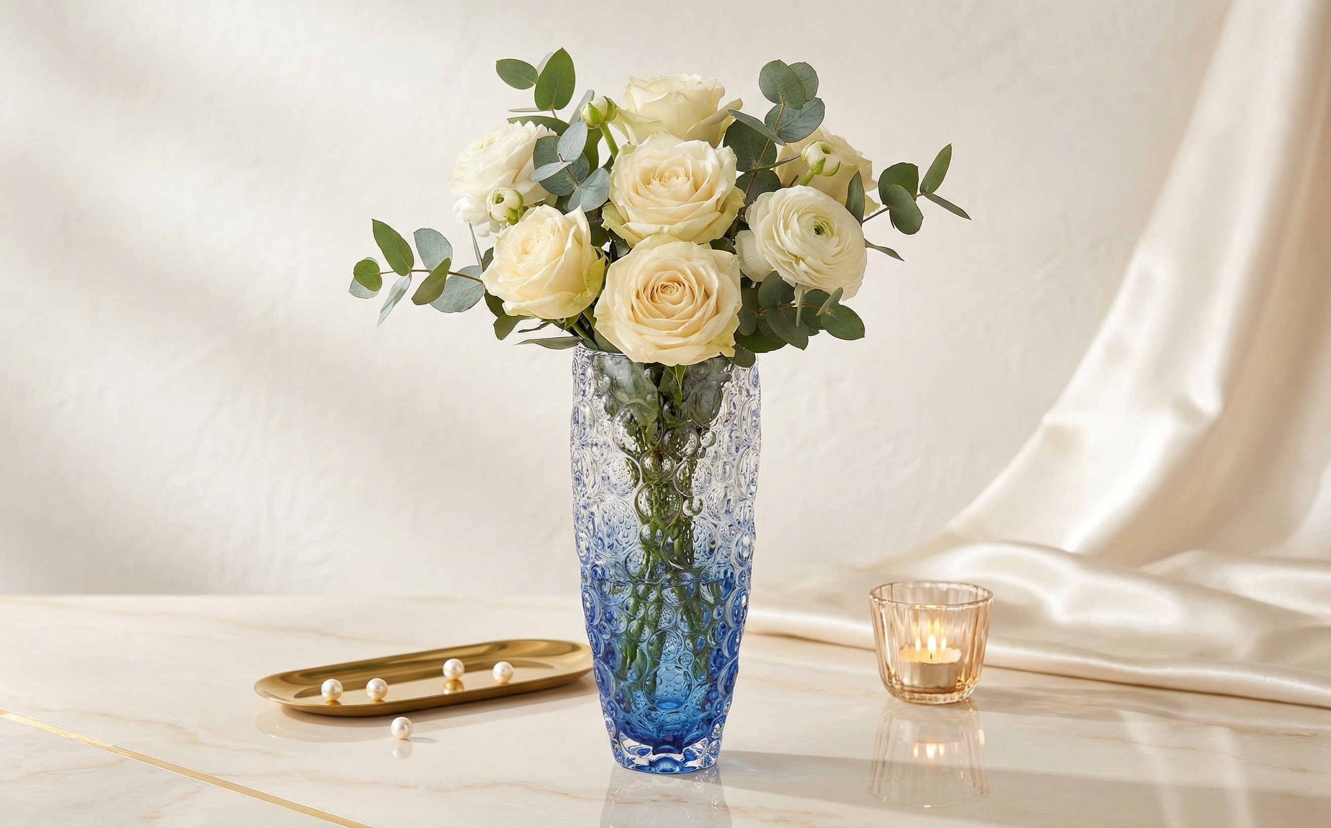Wazon kryształowy 35 cm Jihlava Lisboa Ombre Blue