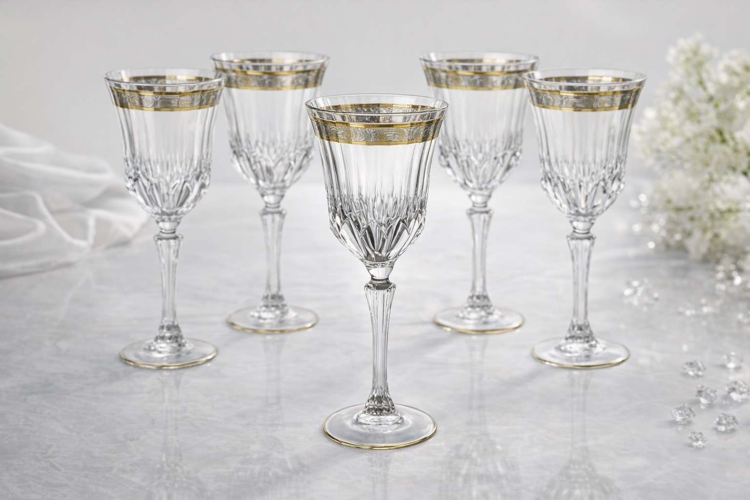 Komplet 6 kieliszków/gobletów 350 ml do wody Royal Gold