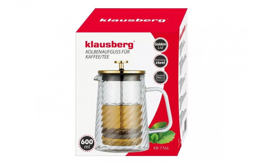 Zaparzacz tłokowy Klausberg KB-7766 0,60 l do kawy i herbaty