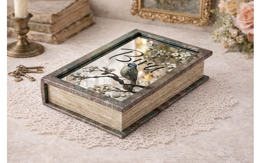 Pudełko ozdobne Bird imitacja książki 27 x 18 x 7 cm Dekor-Pap