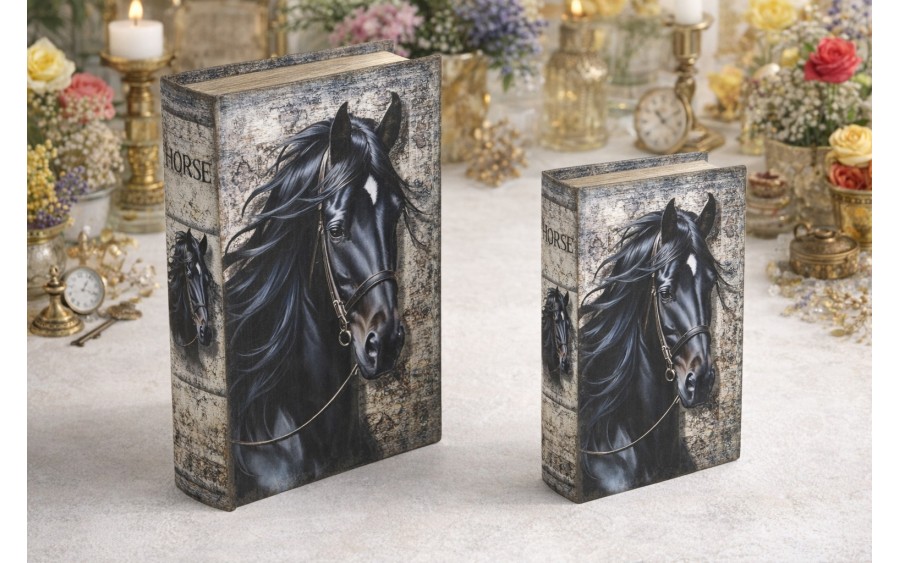 Zestaw szkatułek Czarny Koń 2 szt. Dekor-Pap 27x18x7 cm 21x13x5 cm