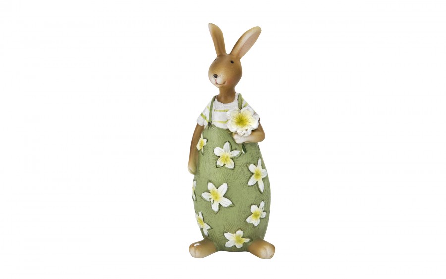 Figurka dekoracyjna Zając z kwiatkiem 16 cm VB0328