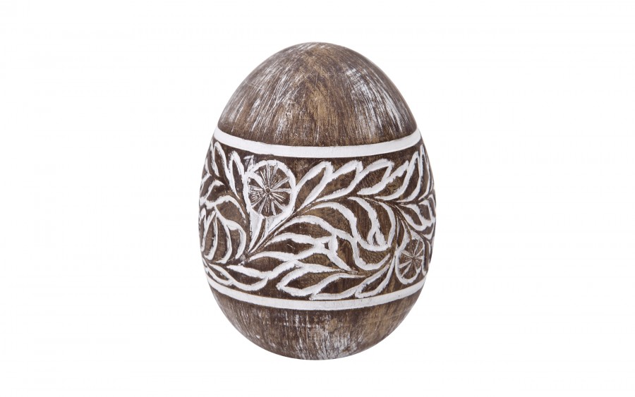 Ozdoba Jajko 10 cm brazowo-białe AP143948