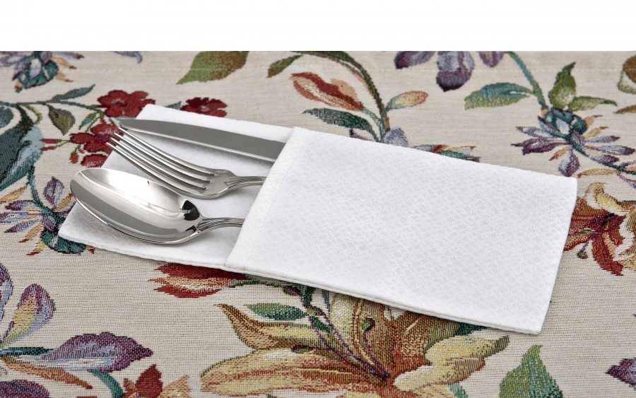 Pokrowiec na sztućce Puebla 099 Cream, kieszonka plamoodporna teflon